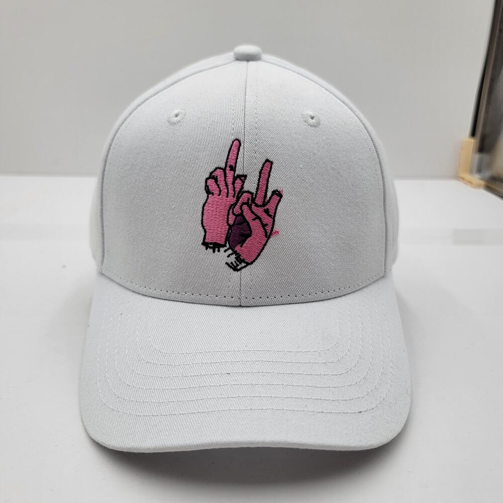 THC- The Hideout Clothing Blank Letters Dad Cap White/Flamingo Pink 1 of 100